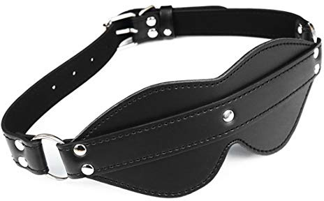 Augenmaske Erotik Sex Schwarz Blickdicht Leder Geschirr mit Nieten Einstellbar Rollenspiel SM Bondage Fesseln Augenbinde Fetisch Sexspielzeug für Erwachsene Paare Liebhaber