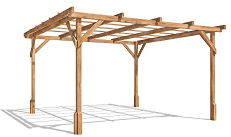 Dunster House Wooden Pergola 3 x 3 Metres Garden Plant Frame Kit Utopia