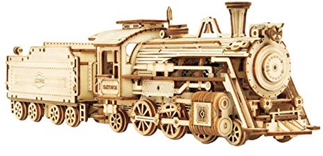 Clevoers 3D Puzzle, Mechanische Modelle, Zug 3D Puzzle Modellbausätze, Dampflokomotive Holzpuzzle Modellbau, Technisches Modell Holzpuzzle Denksport Modellbau Bausätze für Erwachsene