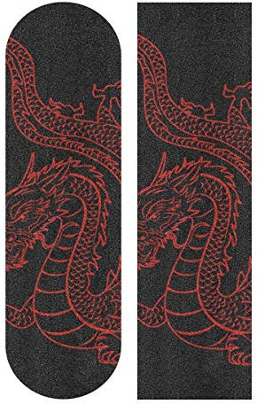 LDIYEU Schwarz Roter Drache Skateboard Griptape rutschfest Selbstklebend Longboard Griptapes Aufkleber Griffband 33X 9(1pcs)