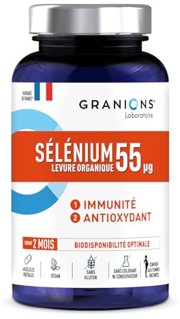 Sélénium GRANIONS | Complement alimentaire immunité et antioxydant | Levure organique 55 µg | Made in France | Format 2 mois ​