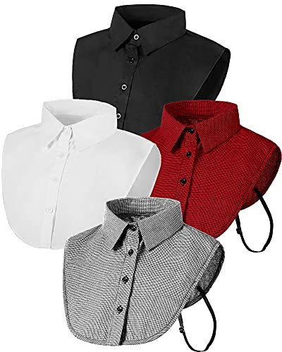 HICARER Gefälschter Kragen für Frauen 4 Stücke Halbe Bluse Hemden Abnehmbarer Kragen Falsche Damen Dickey Kragen Formale Kragen Falscher Kragen Halber Hemd Kragen