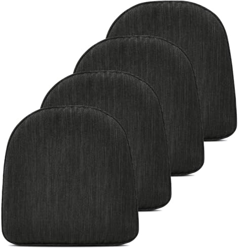 baibu Set of 4 Memory Foam Dual-Layer Design Metal Dining Chair Pads Bar Stool Cushion with Ties for Metal Chairs or Bar Stools - 4 Cushions Only (Gray Black, 14x14x1.5in)