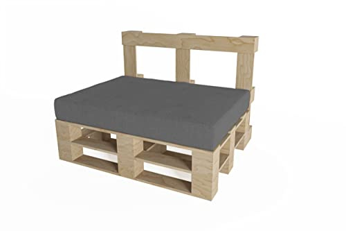 chilly pilley® Palettenkissen Set oder Einzeln mit abnehmbaren Bezügen – Weiche Sitz- und Rückenkissen für Europaletten, Viele Farben & Größen – Komfortable Auflagen (Sitzkissen120x60x15 grau)