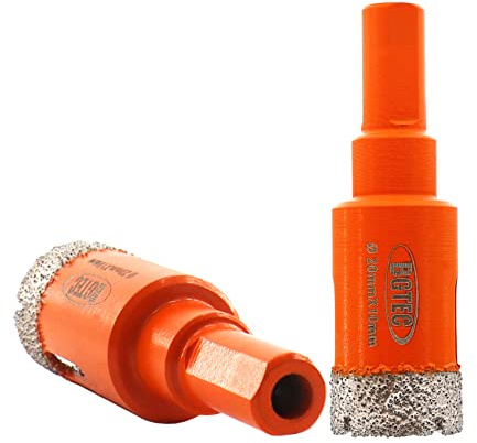 BGTEC Dry Diamond Core Drill Bit, 2Pcs 20mm Vacuum Brazed Hole Saw with Triangle Shank for Porcelain Tile Ceramic Granite Marble Masonry