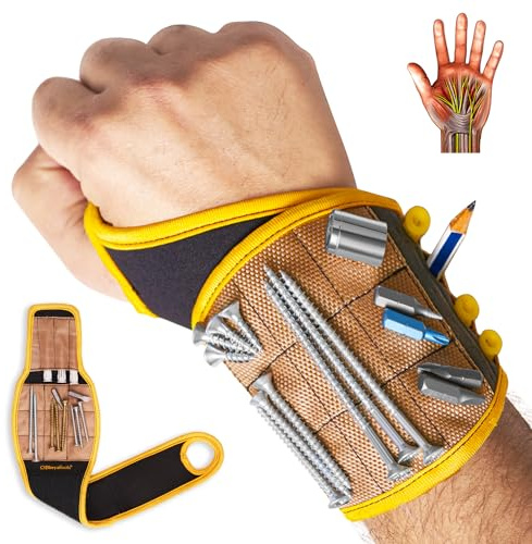 BINYATOOLS Magnetisches Armband – Coyote Brown – mit super starken Magneten hält Schrauben, Nägel, Bohrer, einzigartiges Handgelenkstützen-Design, cooles handliches Gadget, Geschenke für Väter,