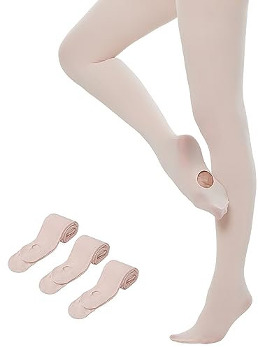 Yilanmy Dance Tights for Women Convertible Transition Ballet Tights Ultra Soft Opaque Pantyhose 3 Pairs (Ballet Pink,S-M)