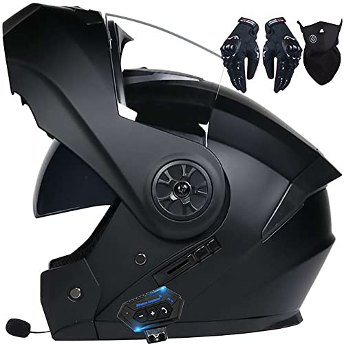 Casco Moto Integrato Bluetooth Modulare Flip Full Face Apribile con Doppia Visiera Caschi Speaker Integrato Microfono per Risposta Automatica Donna o Uomo Certificazione ECE