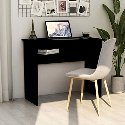 WIFESE Escritorio de Negro 90x50x74 cm Escritorio Ordenador Mesa Estudio Mesa Escritorio Muebles Dormitorio Escritorio Madera Mesa Pc Mueble Habitacion Escritorio Gaming Madera Contrachapada