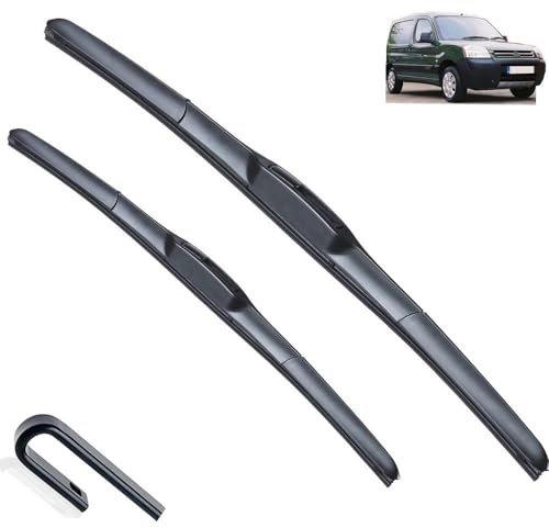 Compatible con Citroen Berlingo MK1 2000 2001 2002 2003 2004 2005 2006 2007 Escobillas de limpiaparabrisas delanteras Cepillos Cortador Accesorios UJ Hook(Left Hand Drive)