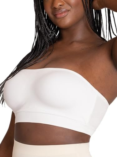 SHAPERMINT Convertible Strapless Bras for Women - Bandeau Bra, Strapless Top, Bandeau Top, Wireless Bra White