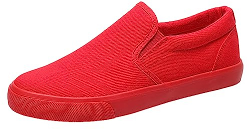 Jamron Hombre Color Sólido Slip On Zapatos de Lona Zapatillas Casual Sneakers Plimsolls