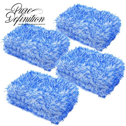 Microfibre Wash Pad Sponge Car Cleaning Luxury Washing Auto Detailing Pack of 4 Pure Definition