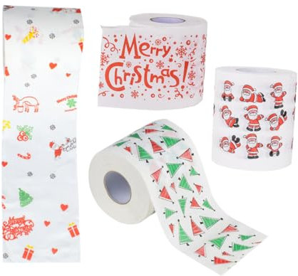 Amosfun 4rollen Weihnachtsmotiv Toilettenpapier Einmalige Küchen Und Tischdekoration Für Festliche Anlässe Stark Saugfähig Sanft Zur Haut Praktisch Für Jeden Bedarf