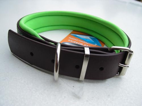MJH Biothane Halsband vernäht 25mm breit mit Neopren unterlegt & verstellbar (50-56cm, schwarz/schwarz)