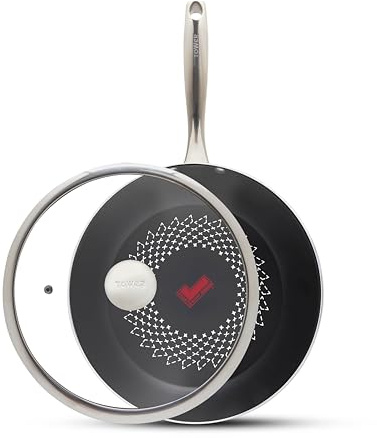 Tower SmartStart Ultra Forged 28cm Multi-Pan & Lid with Easy Clean Aeroglide Non-Stick, 15x Stronger, Induction Compatible, Oven Safe up to 220°, Long Lasting, PFOA Free, T900308