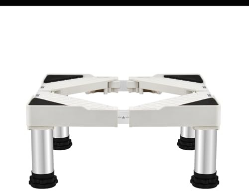 Waschmaschine Sockel, Verstellbare Waschmaschinen Untergestell Länge 50-75cm Breite 42-65cm Höhe 29-32cm Sockel Bärenlast 200kg, Waschmaschine Sockel 4 Fuß für Trockner Waschmaschine Kühlschrank WeiB