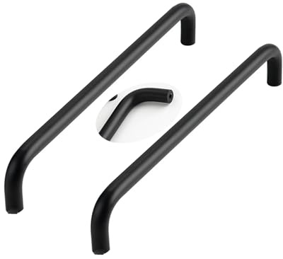JMCXSM592 2 Stück Möbelgriffe Aluminiumlegierung Bunte Kinderzimmer-Pulls Schrankgriff Doppelt gebogene Form,Profilgriff Türklinken Kleiderschrankgriffe Schubladen Knöpfe (Lochabstand 192mm,Schwarz)