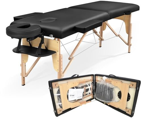 Eccellensedie Massageliege klappbar Kosmetikliege Massagetisch: 2-Zonen Holz Massageliegen Für Physiotherapie & Tattoo