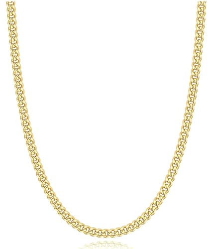 Rajputana S925 Sterling Silber Plattiert 3mm/5mm Dicke Kubanische Kette für Männer Robuste Herren Silber Gold Kette Hypoallergene Kandare Halskette Schmuck für Männer 18/20/22/24 Zoll