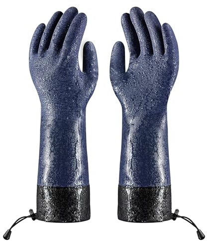 COOLJOB Long Sleeve Waterproof Winter Freezer Gloves with PVC Coating for Working Gardening Fishing Construction,Indoor Outdoor Warehouse Cold Refrigeration House, Small