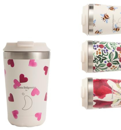 Chilly's Original Taza de Café - Taza Térmica Portátil para Bebidas Frías y Calientes - Con tapa - Taza de Doble Pared con Aislamiento al Vacío - Acero Inoxidable - 340ml - Pink Hearts