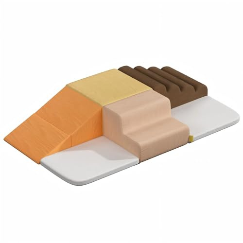 BanaSuper Montessori - Set di 6 mattoncini da costruzione schiuma XXL, arrampicata, giocattoli giganti, parco giochi interno, certificato EN71, custodia lavabile