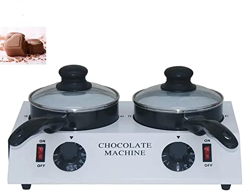 CGCSYZ Double fondoir à Chocolat, Machine électrique de trempe de Chocolat avec contrôle indépendant de la température et capacité de 4,4 LB, Chauffage anhydre, pour Beurre, Fromage, crème(