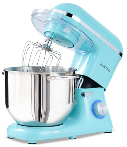 Aucma Stand Mixer, Large Food Mixer with 7.5L Bowl for Family Baking, 1400W | 6 Speeds & Pulse, Electric Kitchen Mixer with Dough Hook, Whisk & Beater for Cake, Bread & Pizza Dough, Quiet Operation(Blue)