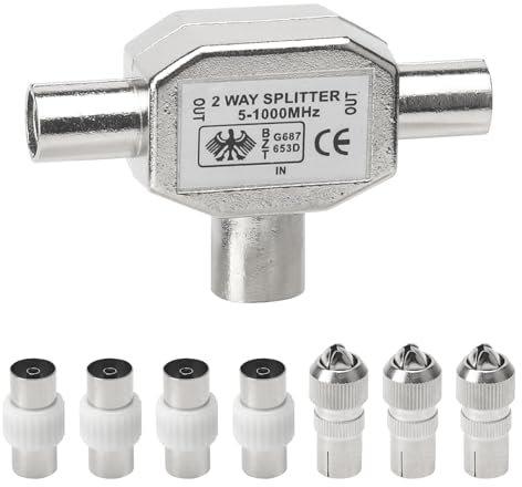 Distributore antenna a 2 scomparti, cavo per antenna, splitter di segnale TV, adattatore TV, cavo antenna, splitter TV, cavo per TV, antenna, satellite, TV, radio