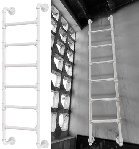 GODFSAHG Kellerleiter mit 5/8/10 Sprossen, robuste Fensterleiter zum Aussteigen, 39/49/51/55/59/65 hohe Trittleitern für Dachbodenbetten, Wand-/Bodenleitern (115 cm)