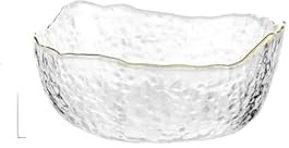 Ensaladera de vidrio en relieve, cuencos para mezclar postres con borde irregular, diseño de gota de lluvia (blanco, 13 cm)