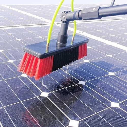 Teleskop-Solarmodul-Reinigungsbürsten-Set, 3 x 12 m Fensterreinigerstange für Fensterreinigung mit Wasserzufuhr, mit 50 cm Bürstenkopf, 9 m Verlängerung
