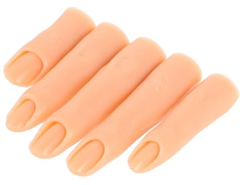 EPIGEIST Modèle de Main en Silicone pour Entraînement des Ongles 5 Pièces Doigts Articulés Rigides pour Formation Nail Art et Affichage de Designs