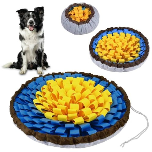 AYESY Alfombra Olfativa Perros, 48 * 48cm Tapetes para Comer para Perros, Mascotas Duradero Manta Olfativa Perro, Lavable a Máquina Snuffle Mat para Mascotas Entrenamiento de Forrajeo Azul
