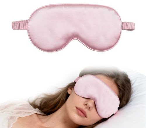 AzureRay Schlafmaske aus Kunstseide Zum Schlafen Lichtblockierende Augenbinde Mit Elastischem Band Weiche Augenabdeckung Für Seitenschläfer Zum Schlafen In Der Nacht (Rosa)