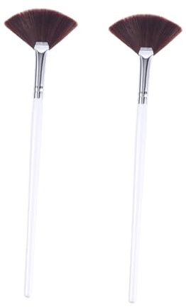 Cepillo para Mascarilla Facial de Fibra Sintética, 2 Unidades | Blanco, Formato Portátil y Ligero, Aplicación Fácil y Uniforme, para Mujeres