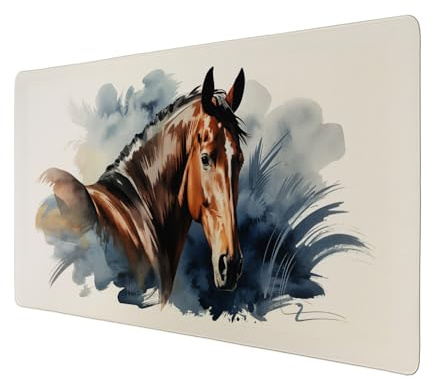 Pferdekopf Aquarell Schreibtischunterlage 69x31cm XXL Mauspad für Pferdefans kreatives Pferdemotiv für Büro und Zuhause