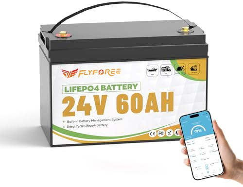 Batería LiFePO4 Bluetooth 24V 60Ah con BMS inteligente y células de grado A, batería de litio de ciclo profundo 17500 para RV, motor Trolling, solar, vagón Goalf y así sucesivamente
