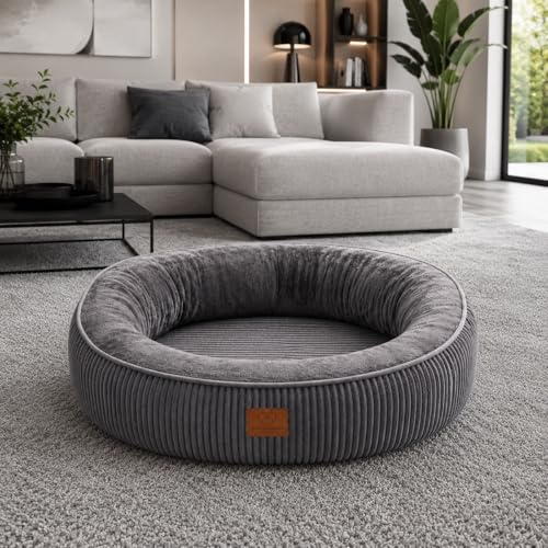 Hundebett Orthopädisches Premium Hundebett, flauschig weich, abnehmbar/waschbar extra dicker Rand 15-17 cm hoch, weiches Flanell / herausnehmbare Innenmatratze / extra dicker Rand ( 80 x 60 cm )