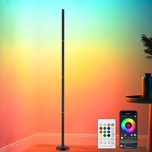 Aogled RGB Stehlampe Dimmbar 160cm mit App & Fernbedienung | 16 Millionen Farben, Musik Sync, Abnehmbare Ecklampe, DIY Stimmungslicht