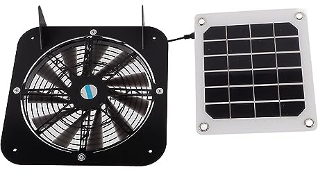 XUXHOU Extractor de Aire Solar, Potente Ventilador de 100W para Invernaderos y Casas para Mascotas con Tamaño de 13,5 Pulgadas