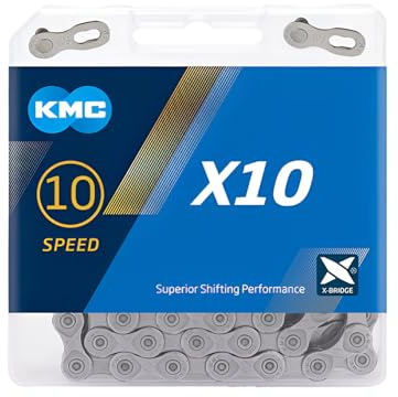 KMC X10 10-Speed X-Series Bicycle Chain | Compatible with Shimano, SRAM, Campagnolo and All Major Systems | Grey
