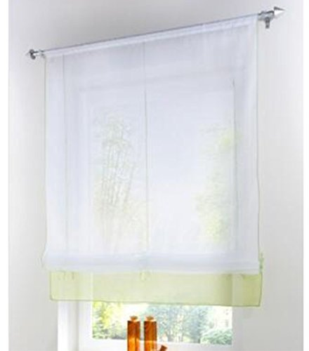 SIMPVALE Raffrollo Gardinen Voile römischen Raffgardinen Schatten Transparent Vorhang für Balkon und Küche (grün, Breite 120cm / Höhe 155cm)