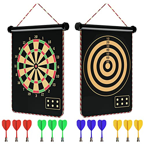 Mixi Magnetic Dart Board Outdoor Game for Kids with 12 Darts, Best Toys Gifts for Teenage Boys Girls Age 5 6 7 8 9 10 11 12 13 14 15 16 Years