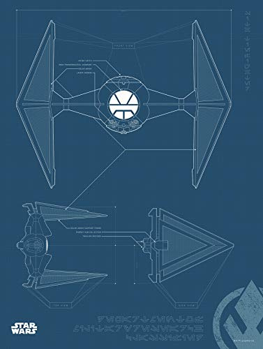 Komar Wandbild | Star Wars Blueprint Sith TIE-Fighter | Kinderzimmer, Jugendzimmer, Dekoration, Kunstdruck | ohne Rahmen | WB178-30x40 | Größe: 30 x 40 cm (Breite x Höhe)