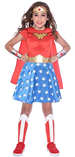 Amscan 9906082 - Barn officiella Warner Bros. DC Comics Wonder Woman klassisk maskeraddräkt ålder: 4-6 år
