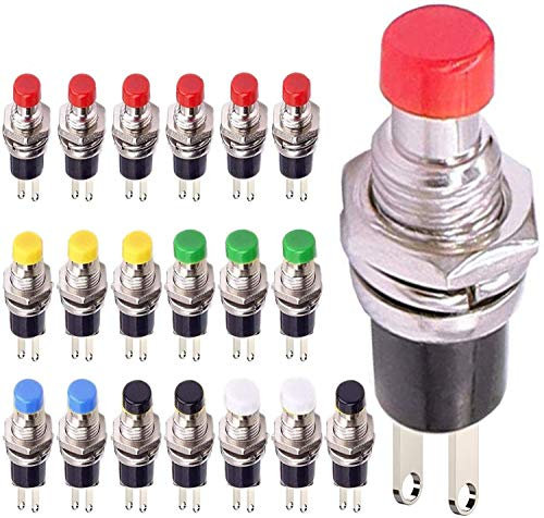 VISSQH 30pcs 7mm Mini Momentáneo Pulsador 1A AC250V / 3A AC125V SPST 2 Pin Botón de Redondo para Modelo de Hobby Ferroviario