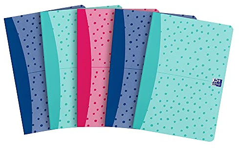 Oxford A5 Exercise Books, 8mm Lined, 80 Pages, Assorted Colours, Pack of 5