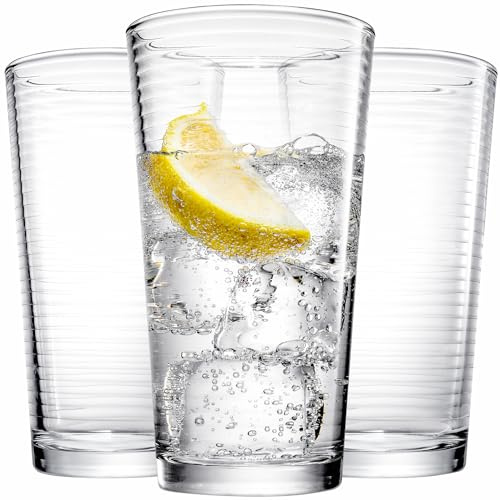 Glaver's dricksglas uppsättning av 10 Highball-glaskoppar, premiumkvalitet 475 ml kylare, ribbat glas. Perfekt för vatten, juice, cocktails och iste. Diskmaskinssäkra.
